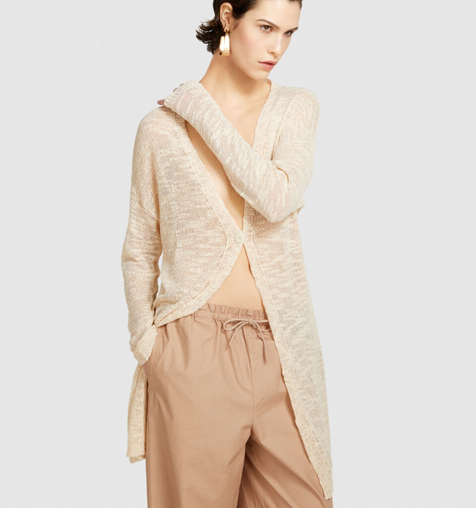 Long cardigan - women's cardigans - Beige | Sisley image number 4